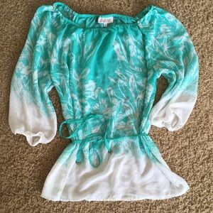Sheer floral tunic with belt